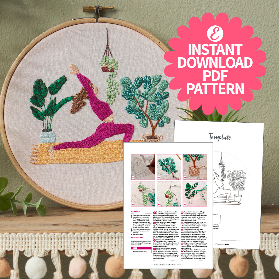 Yoga hoop embroidery pattern PDF