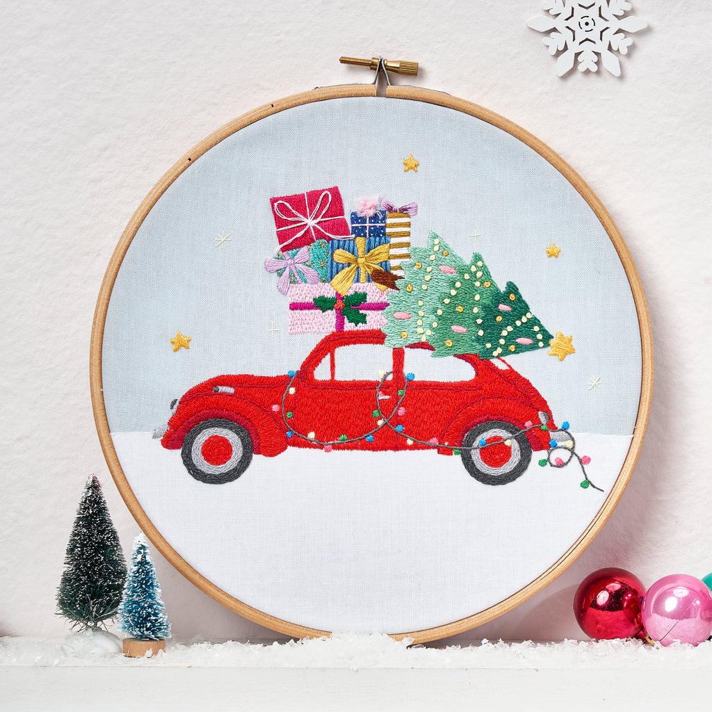 Driving Home for Christmas Embroidery Hoop Pattern PDF