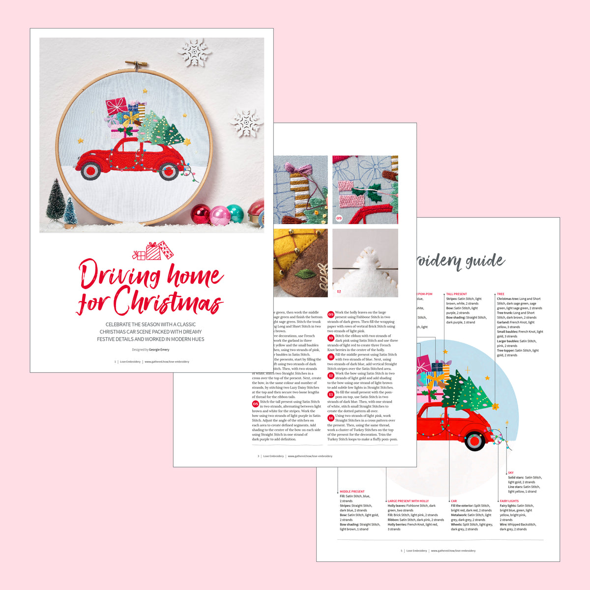 Driving Home for Christmas Embroidery Hoop Pattern PDF