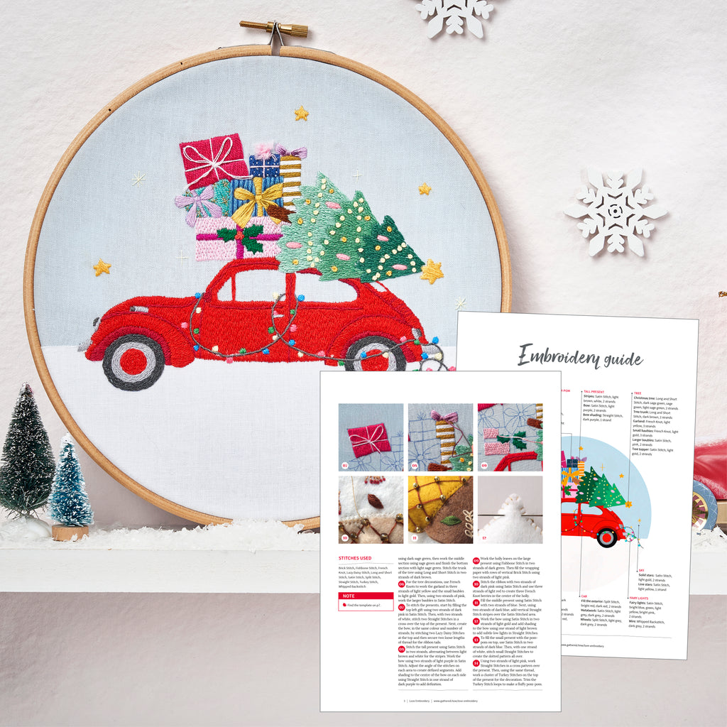 Driving Home for Christmas Embroidery Hoop Pattern PDF