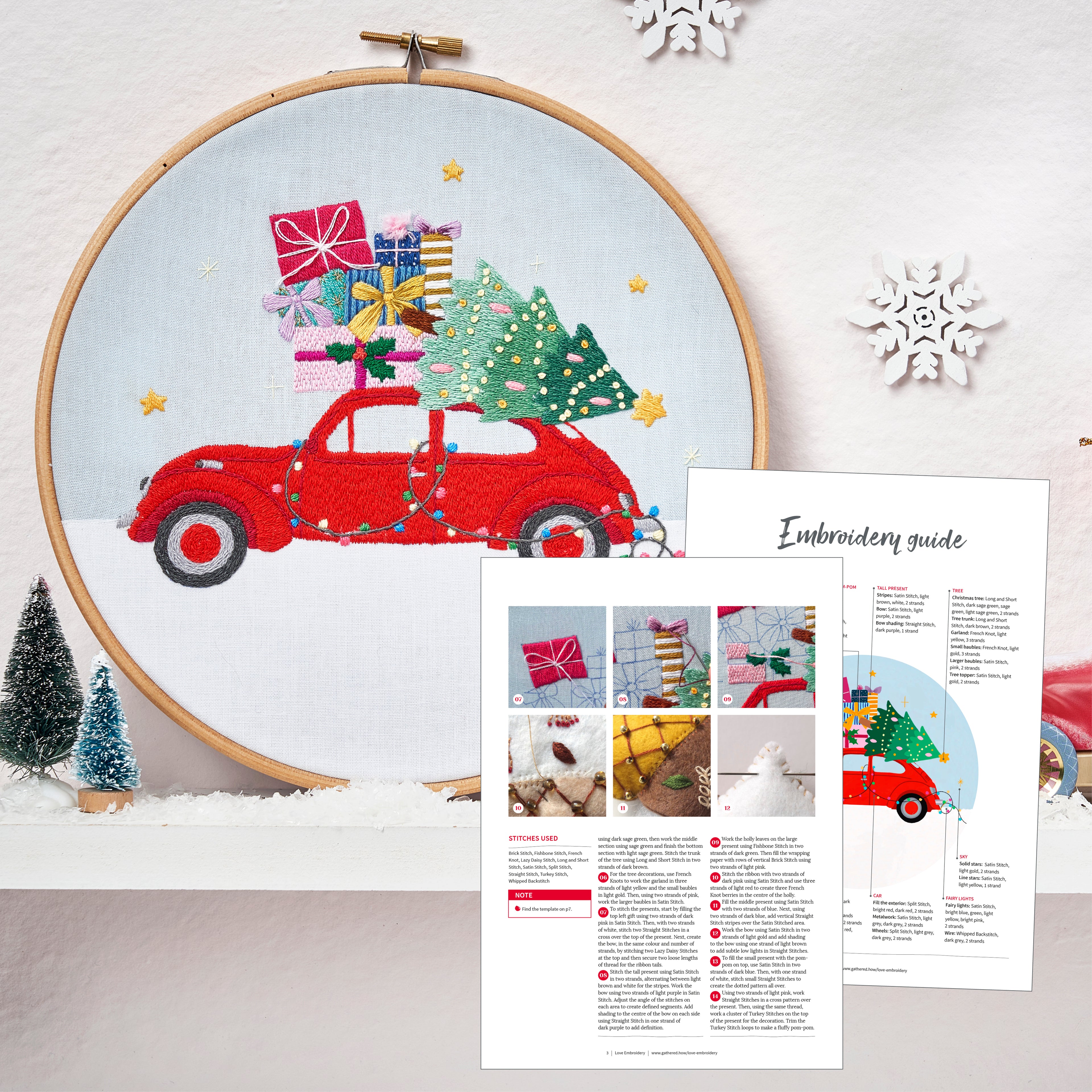 Driving Home for Christmas Embroidery Hoop Pattern PDF