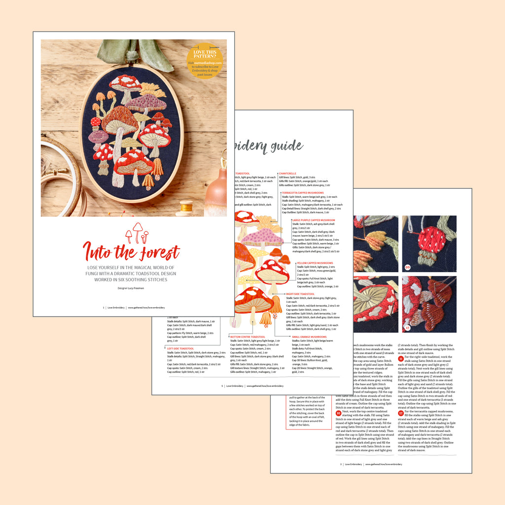 Magical Mushroom Embroidery Hoop Pattern PDF
