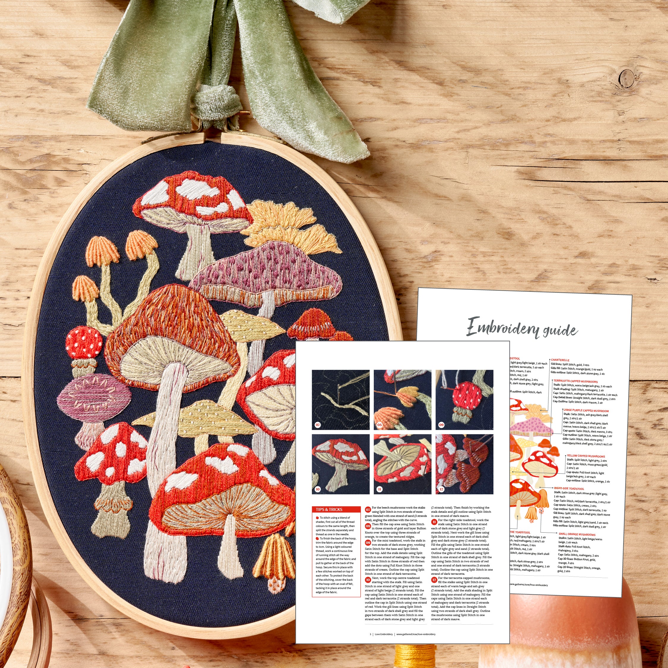 Magical Mushroom Embroidery Hoop Pattern PDF