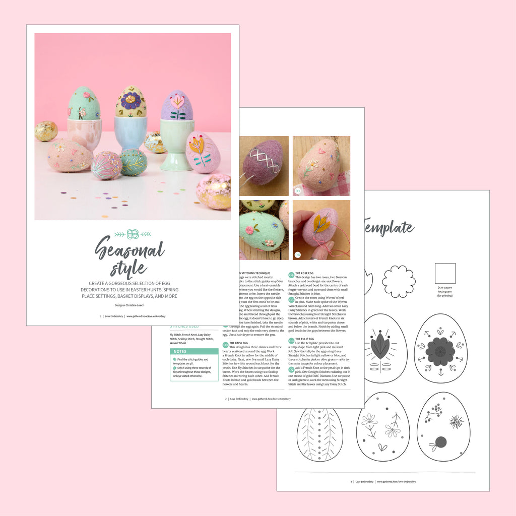 Felt Easter Egg Embroidery Pattern PDF