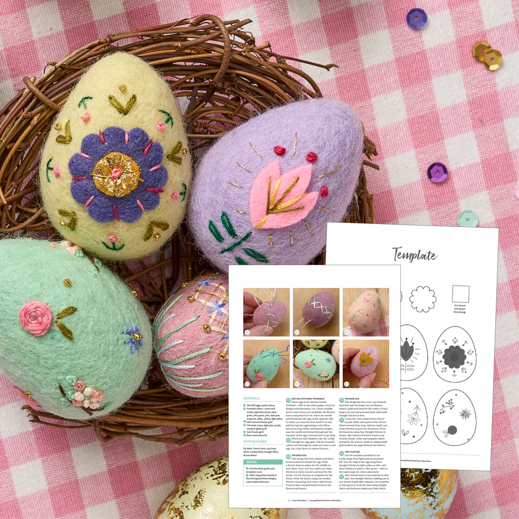 Felt Easter Egg Embroidery Pattern PDF