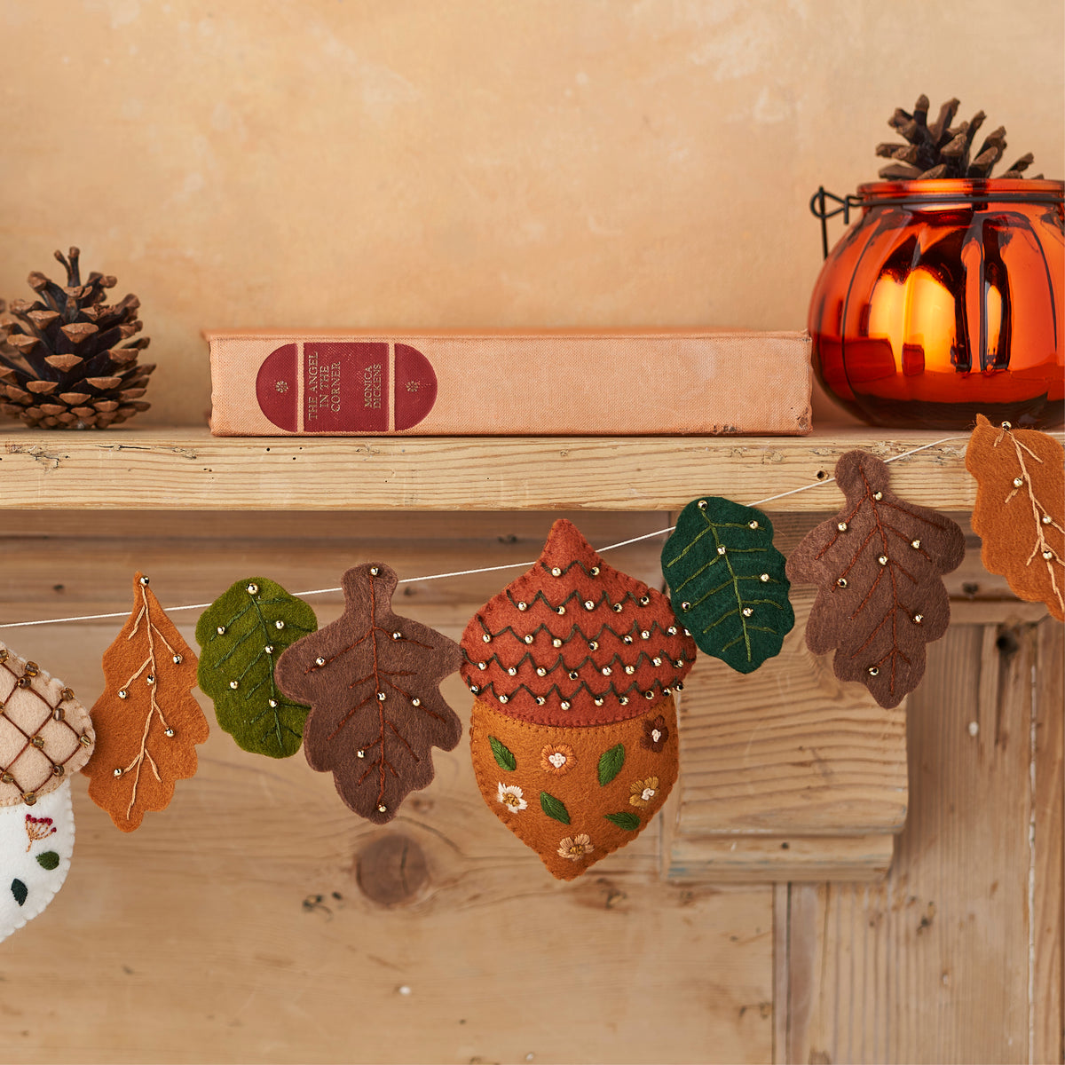 Felt Autumn Acorn Garland Embroidery Pattern PDF