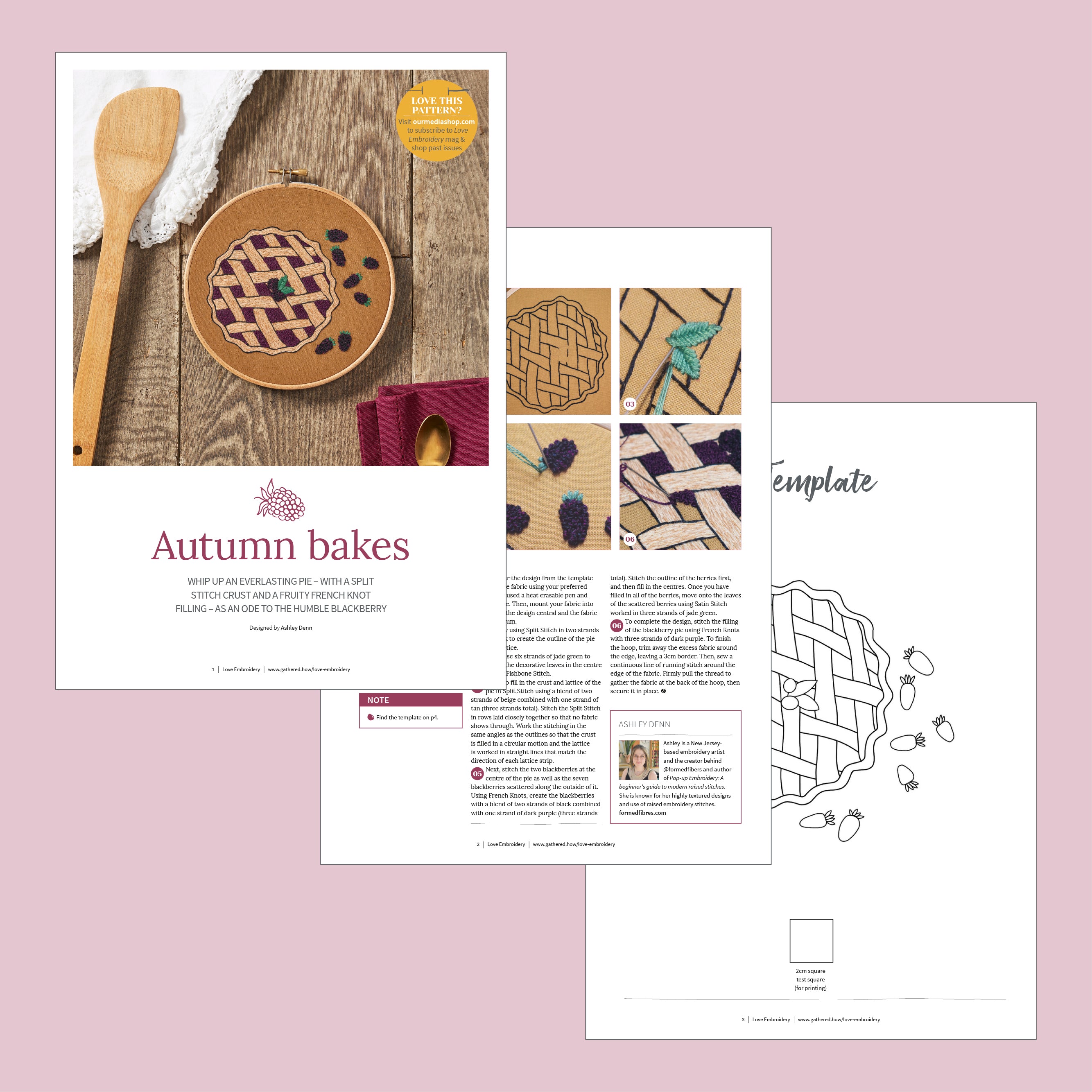 Blackberry Pie Embroidery Hoop Pattern PDF