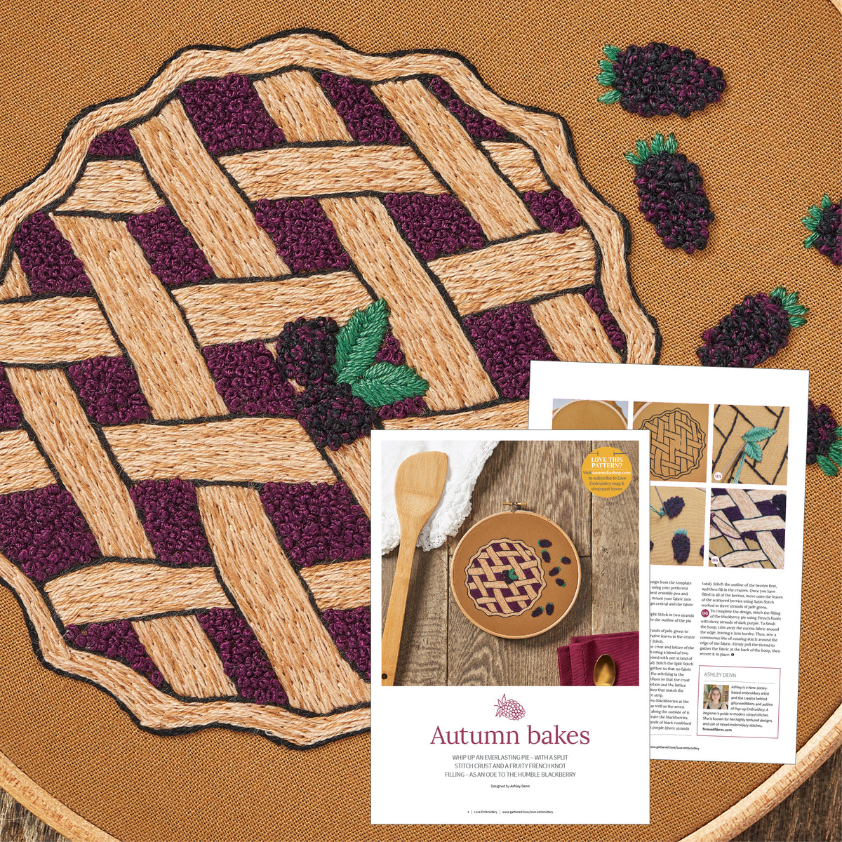 Blackberry Pie Embroidery Hoop Pattern PDF