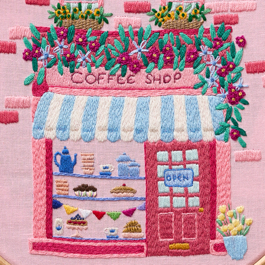 Coffee Shop Embroidery Hoop Pattern PDF