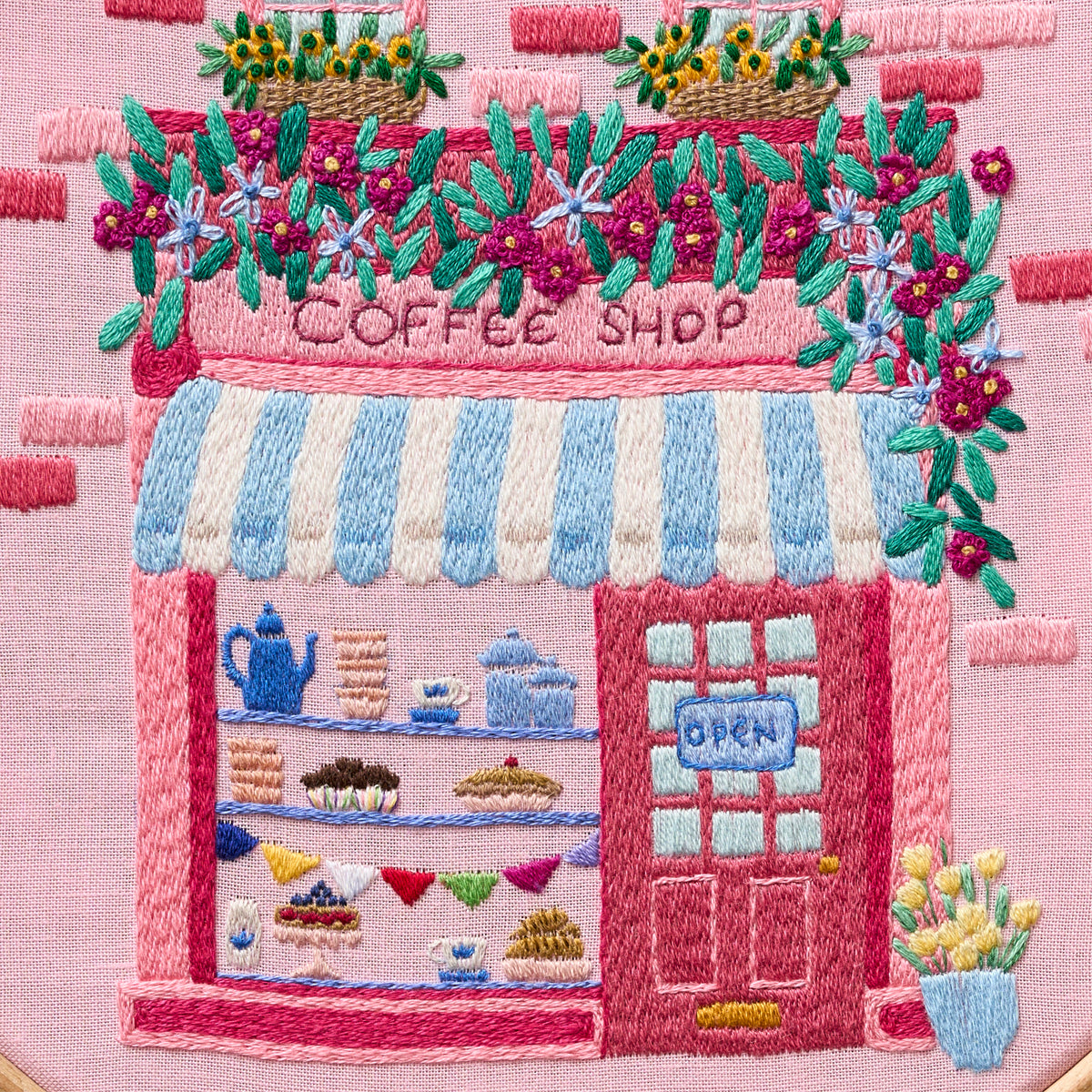 Coffee Shop Embroidery Hoop Pattern PDF