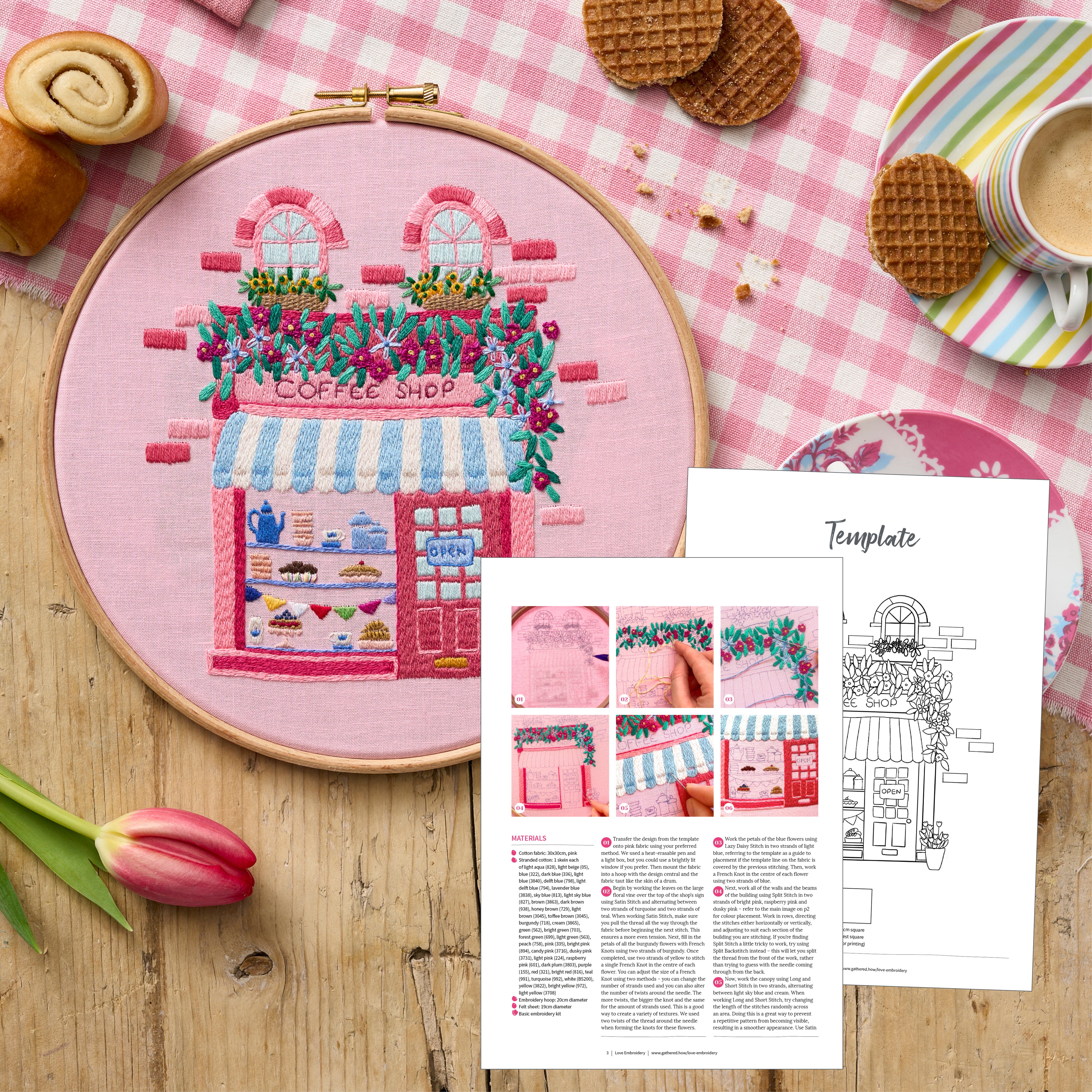 Coffee Shop Embroidery Hoop Pattern PDF