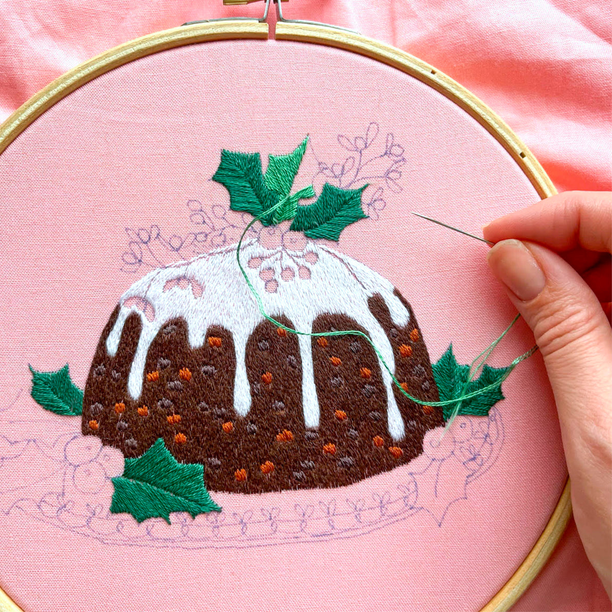 Christmas Pudding Embroidery Hoop Pattern PDF