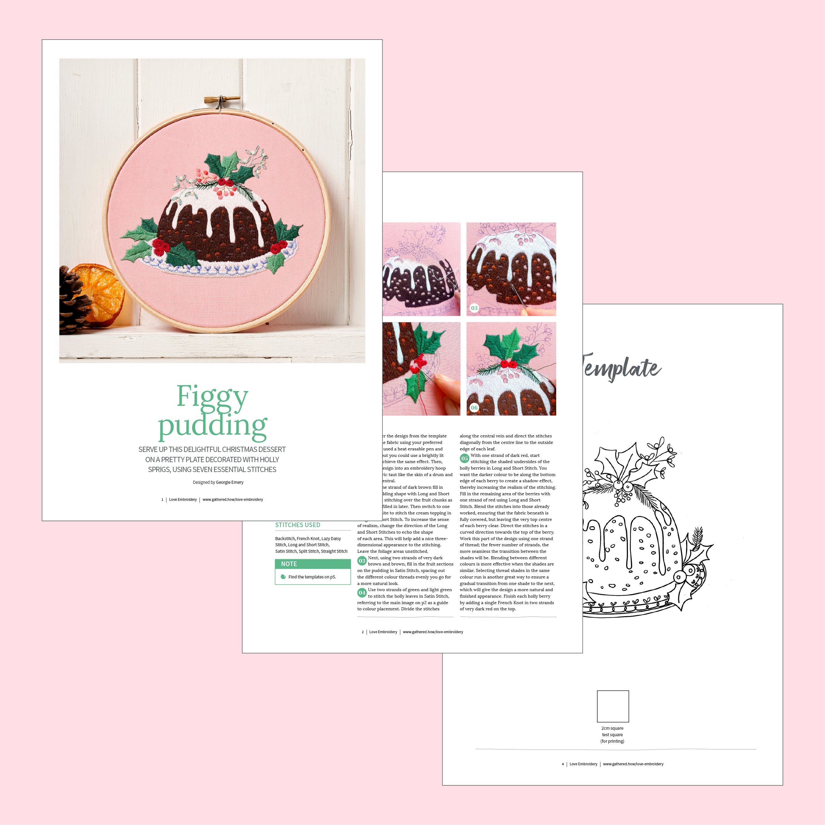 Christmas Pudding Embroidery Hoop Pattern PDF
