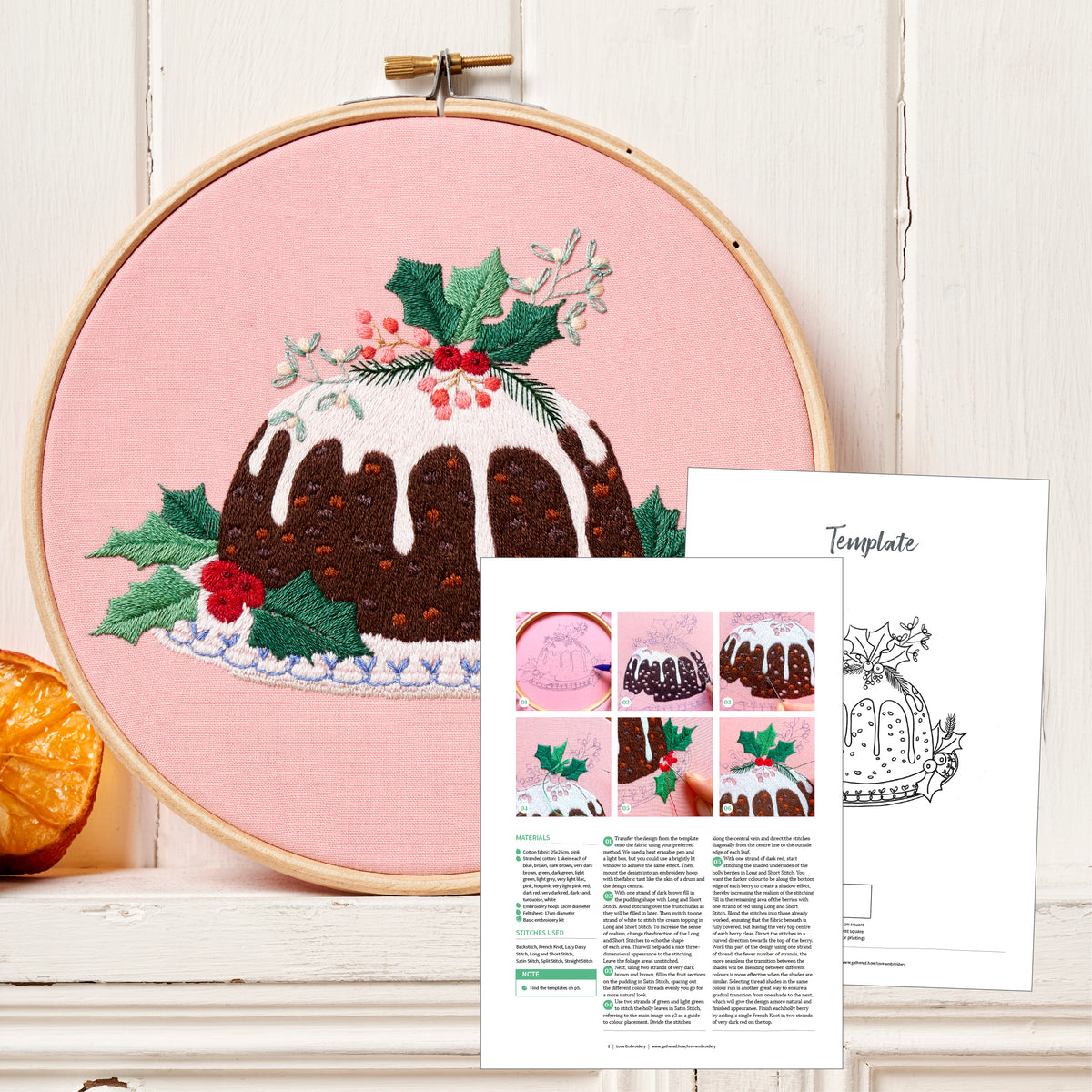 Christmas Pudding Embroidery Hoop Pattern PDF