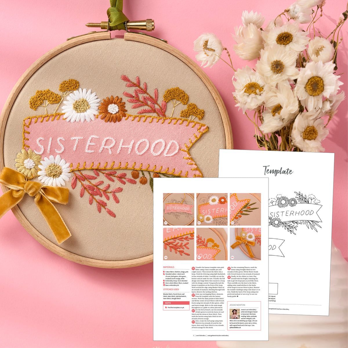 Sisterhood International Women's Day hoop embroidery pattern PDF