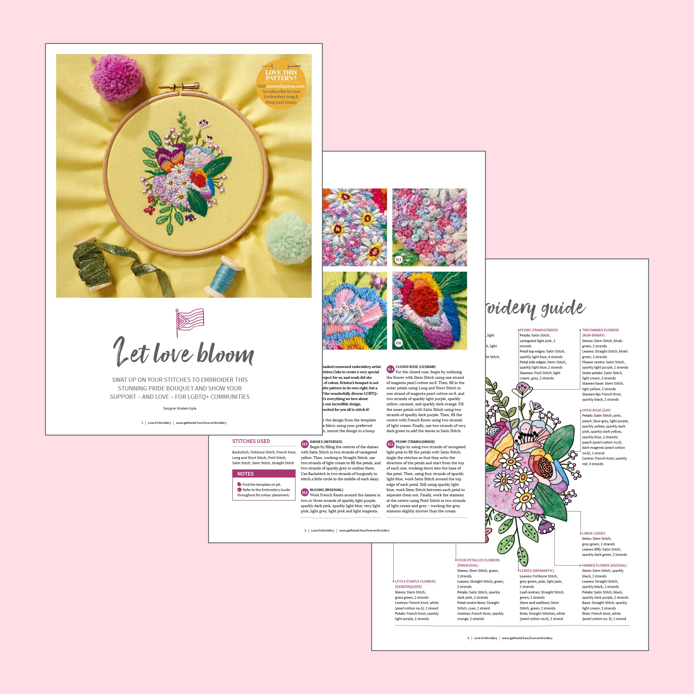 Pride Bouquet Embroidery Hoop Pattern PDF