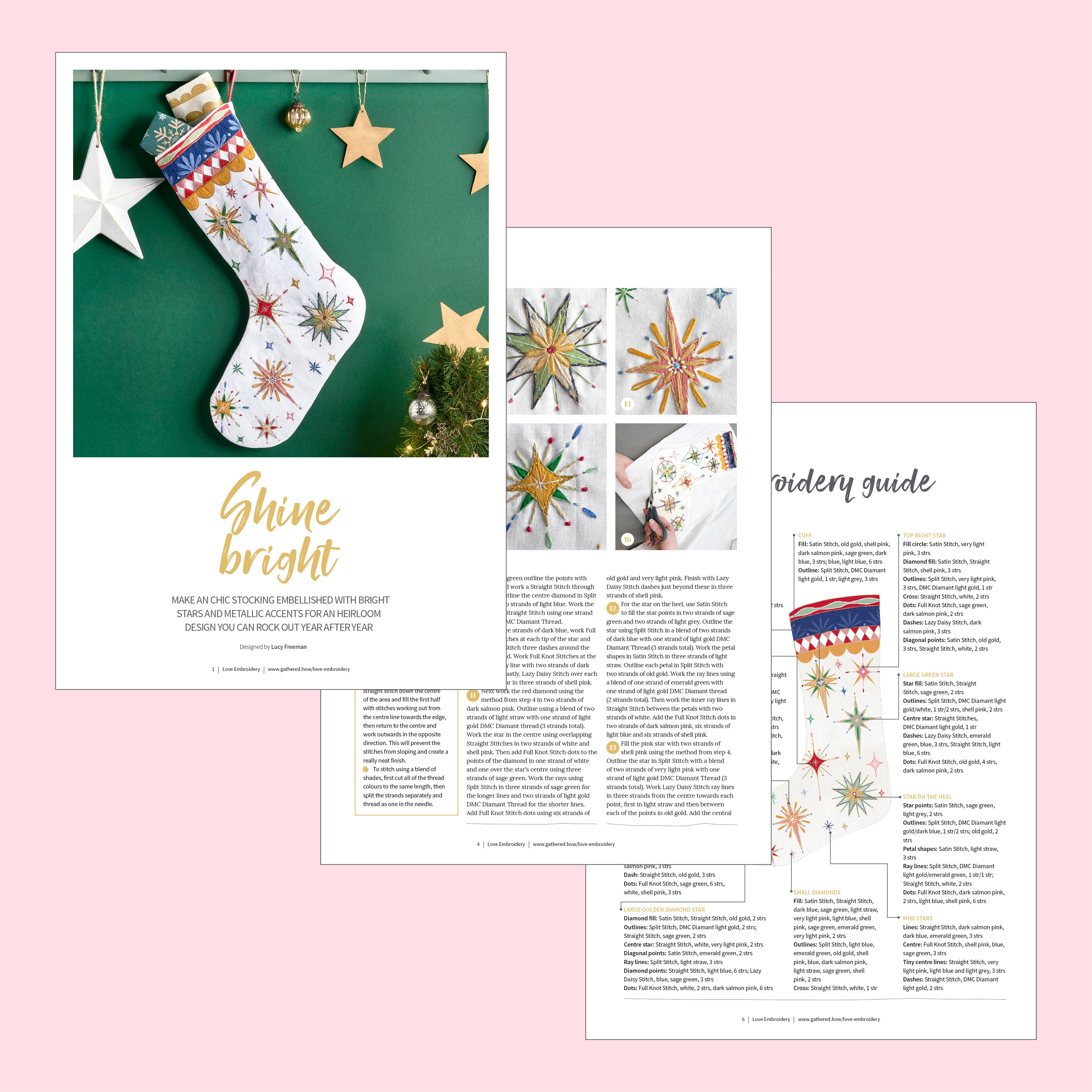 Celestial Stocking Embroidery Pattern PDF