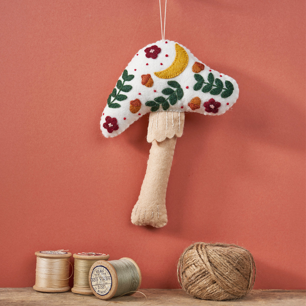 Felt Autumn Toadstool Decoration Embroidery Pattern PDF