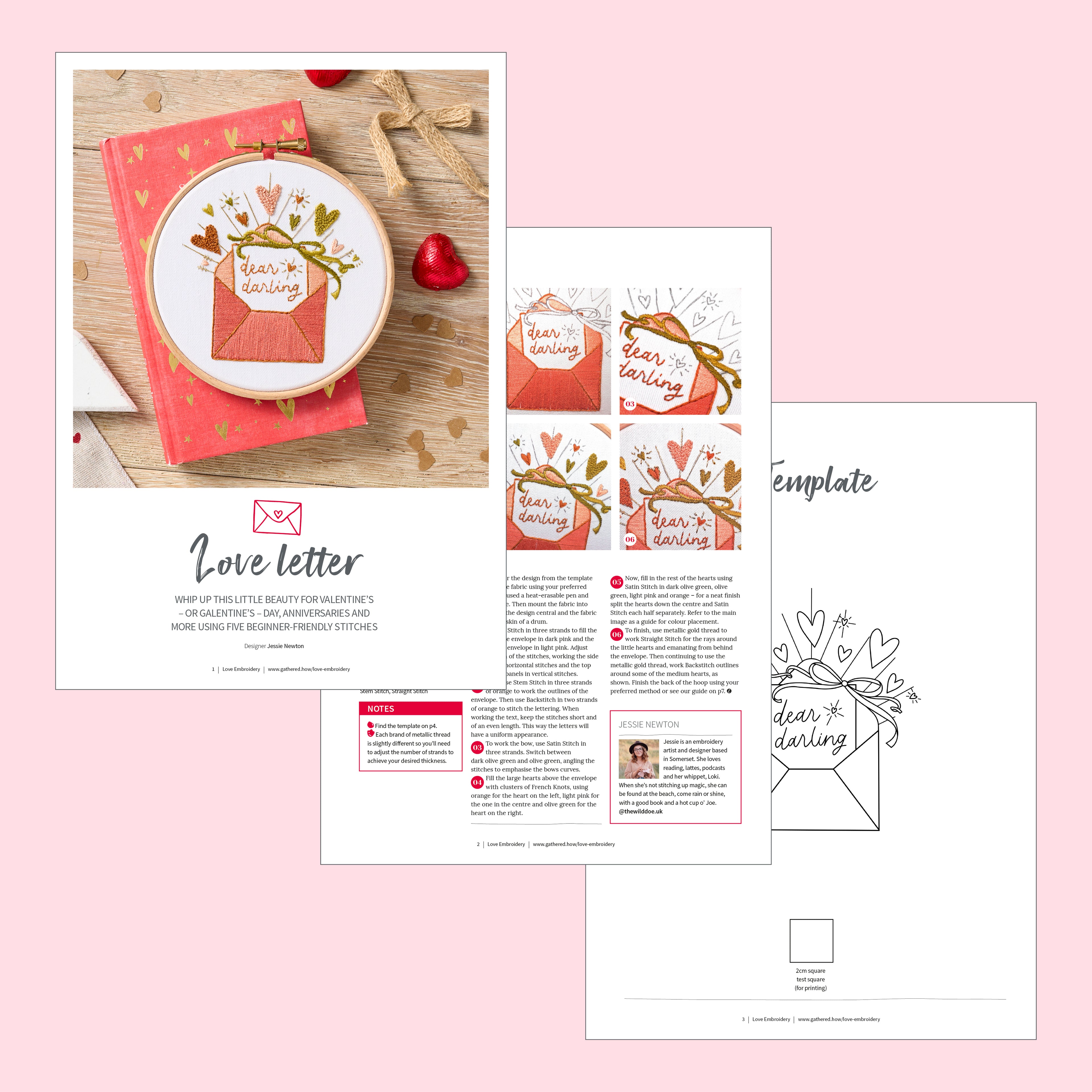 Dear Darling Valentine's Hoop Embroidery Pattern PDF