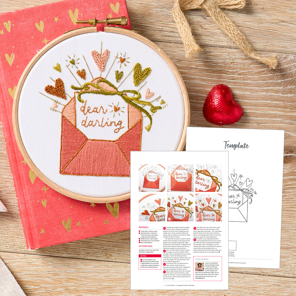Dear Darling Valentine's Hoop Embroidery Pattern PDF