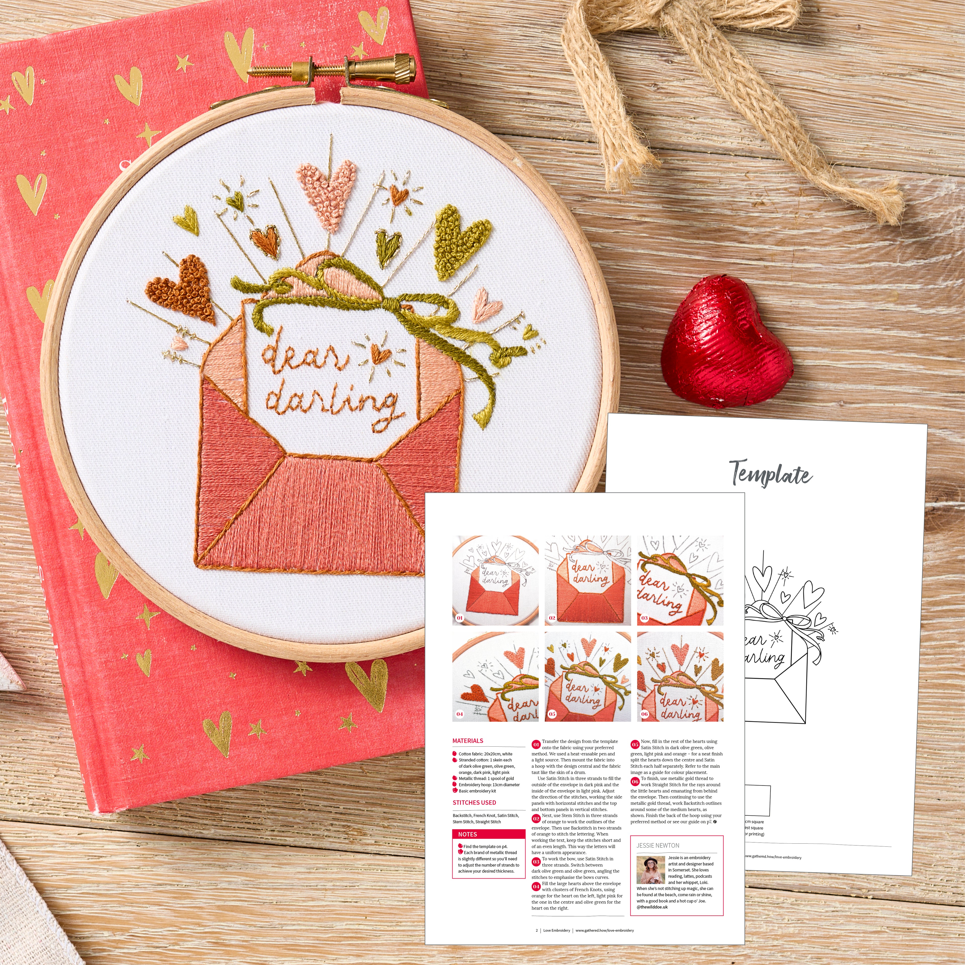 Dear Darling Valentine's Hoop Embroidery Pattern PDF