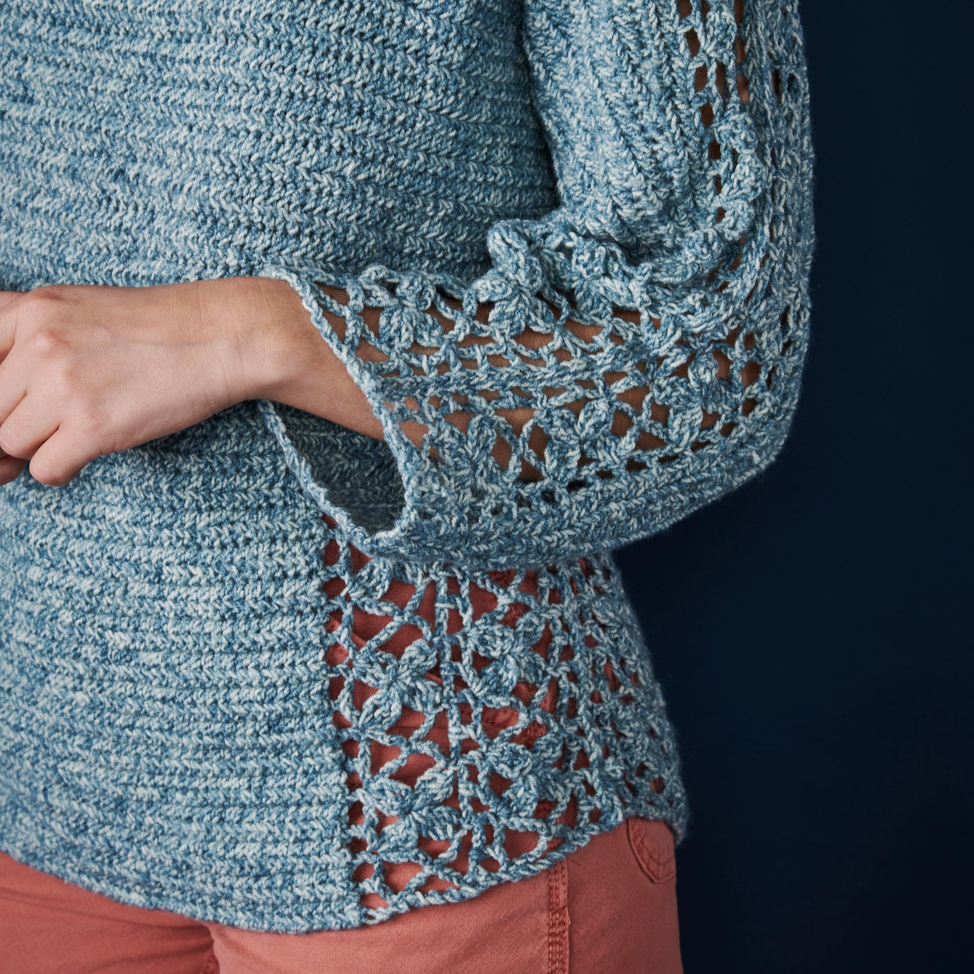 Lace Panel Crochet Jumper Pattern PDF – Gathered
