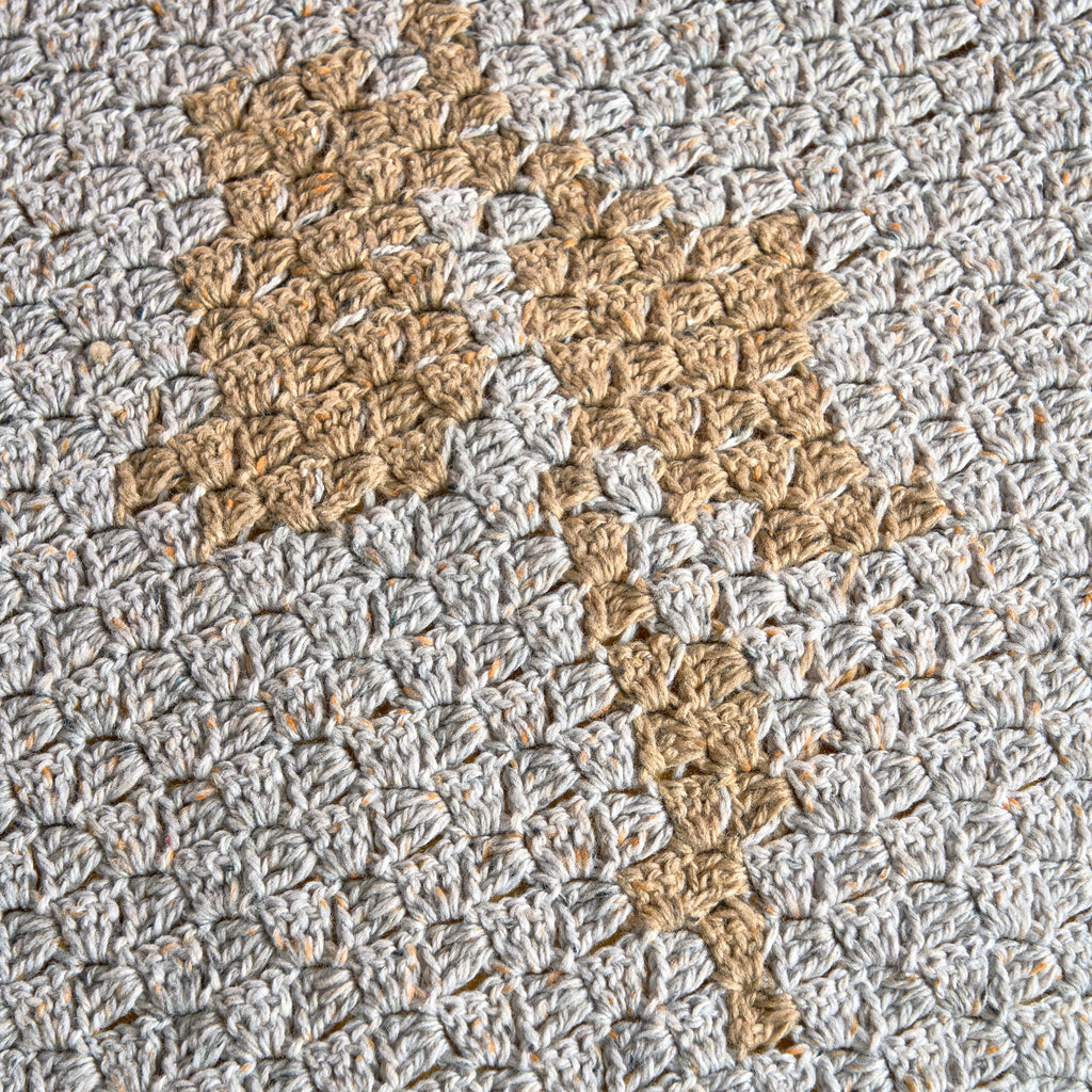 Close-up of a textured carpet with a patterned border
