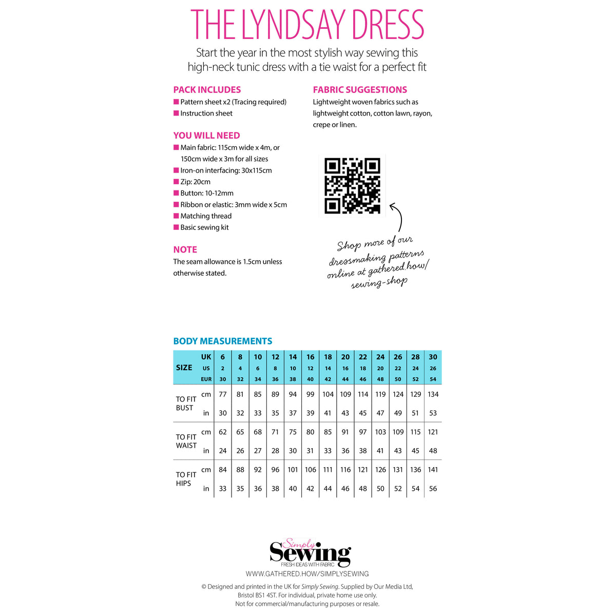 Lyndsay Dress Sewing Pattern PDF