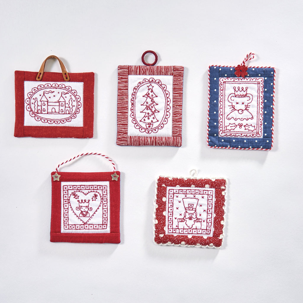 Redwork Tree Decorations Embroidery Pattern PDF