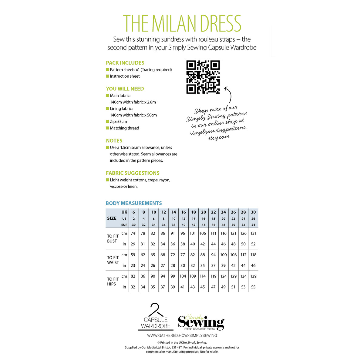 Milan Dress Sewing Pattern PDF