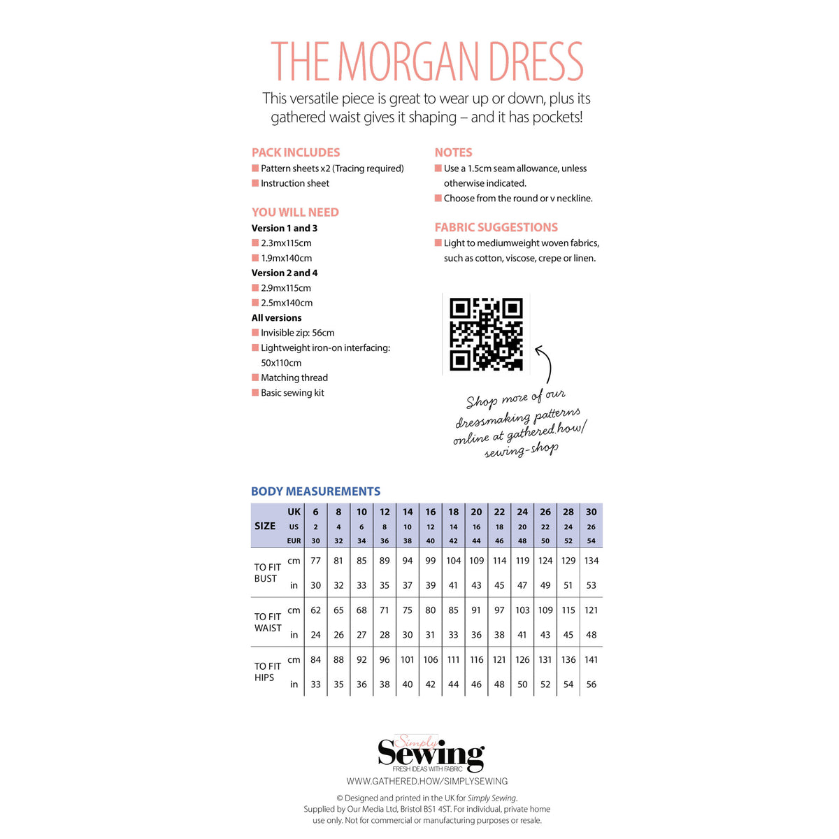 Morgan Dress Sewing Pattern PDF