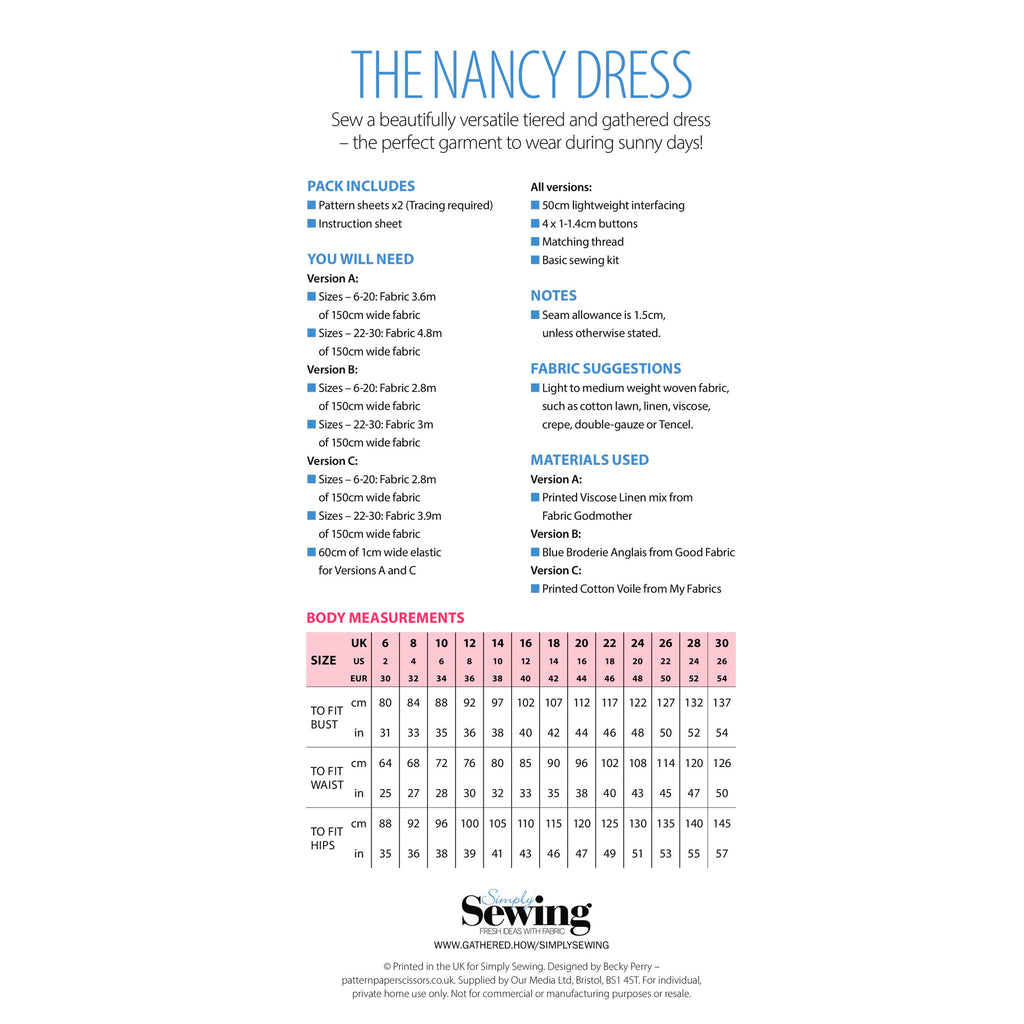 Nancy Dress Sewing Pattern PDF