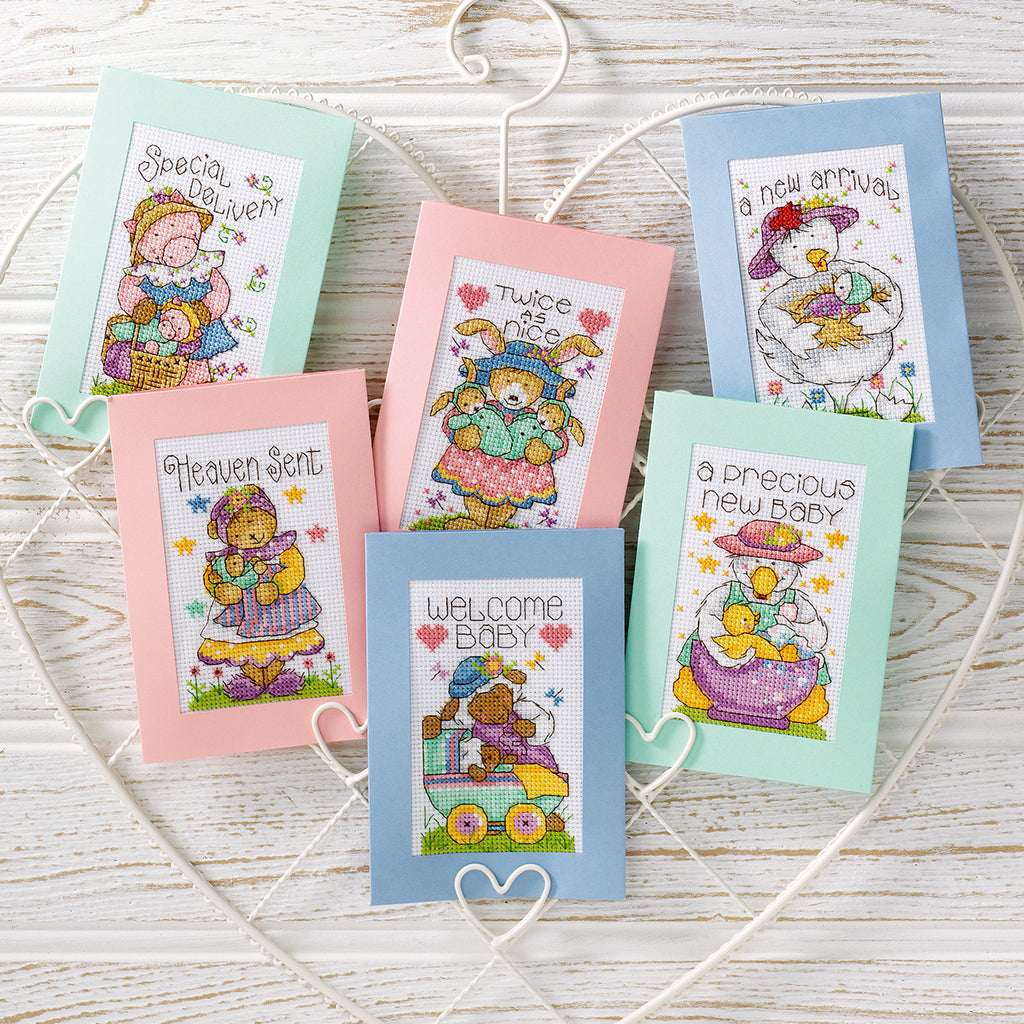 New Baby Animal Cards Cross Stitch PDF Patterns