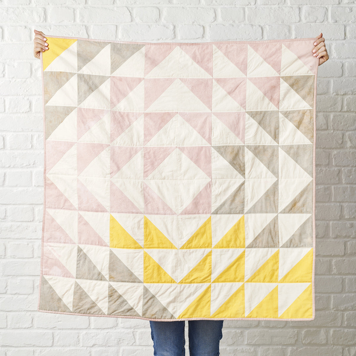 Plant dyed patchwork throw quilting pattern PDF