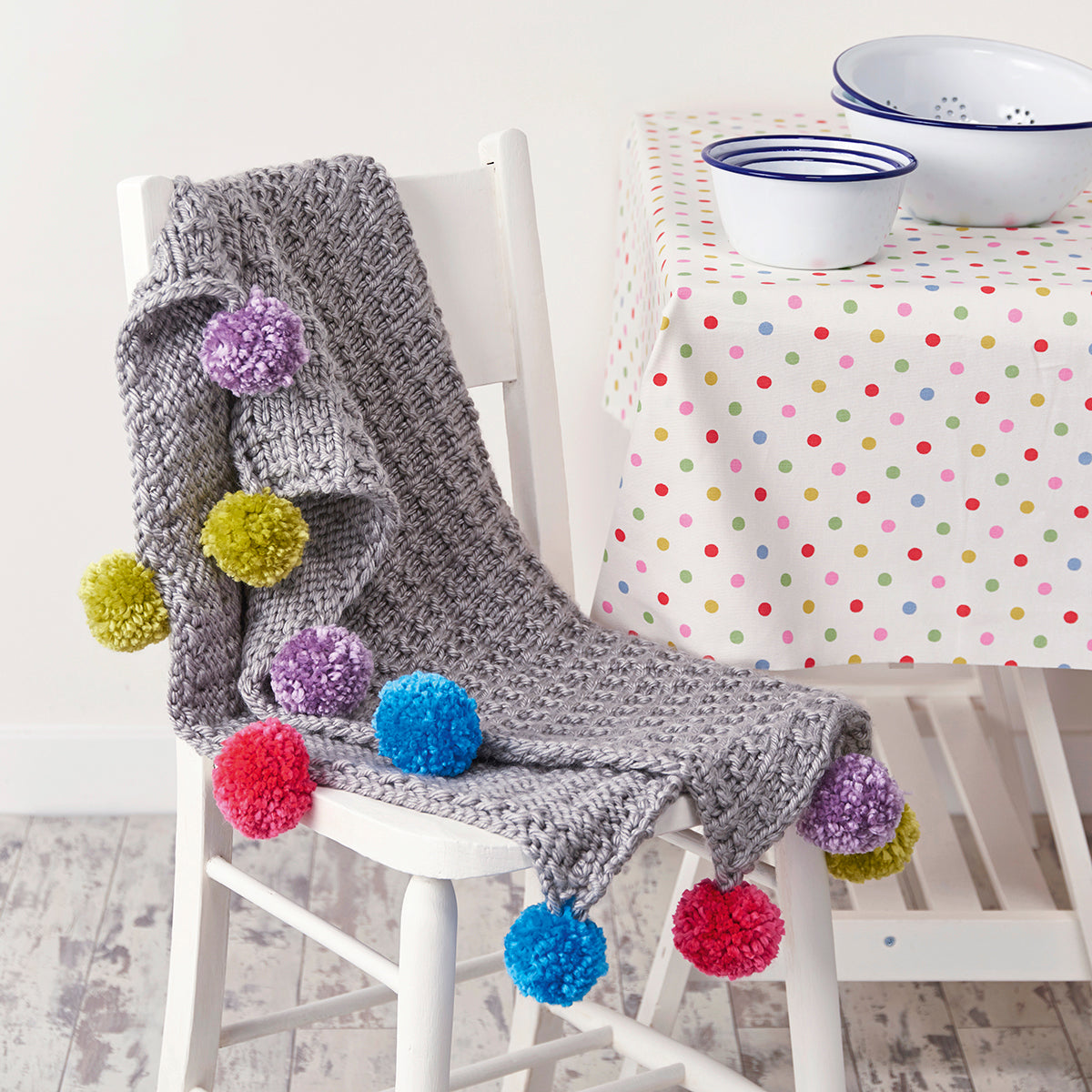 Pom Pom Blanket Knitting Pattern PDF