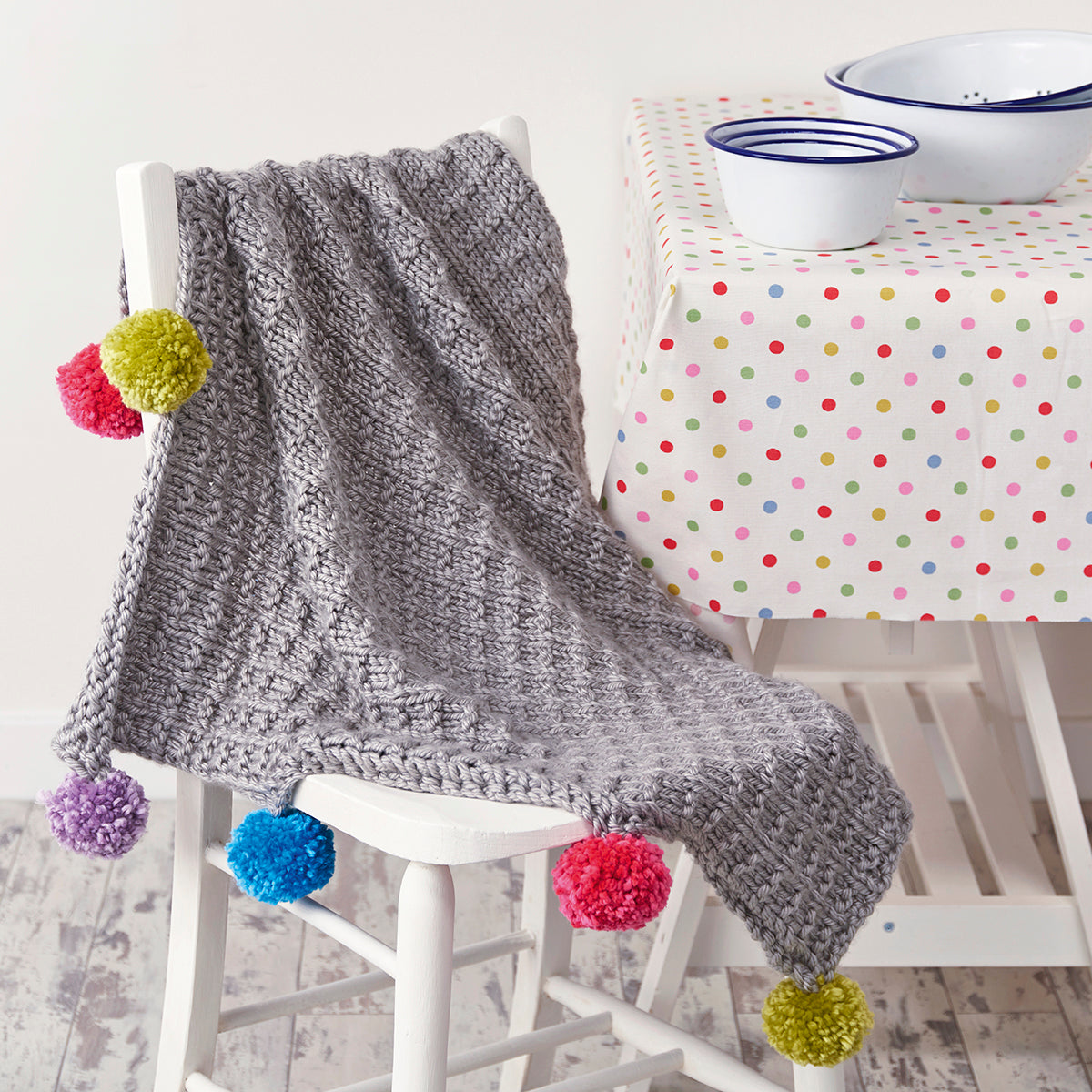Pom Pom Blanket Knitting Pattern PDF