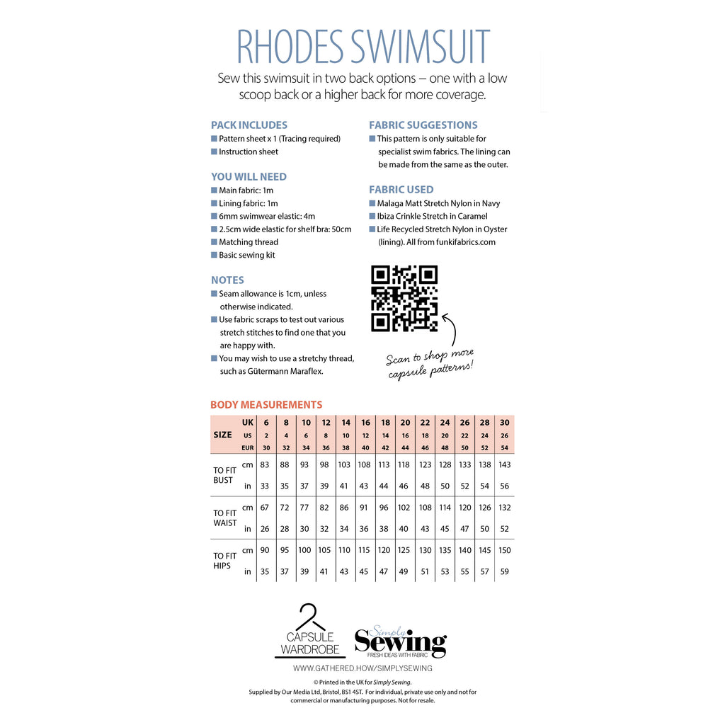 Rhodes Swimsuit Sewing Pattern PDF