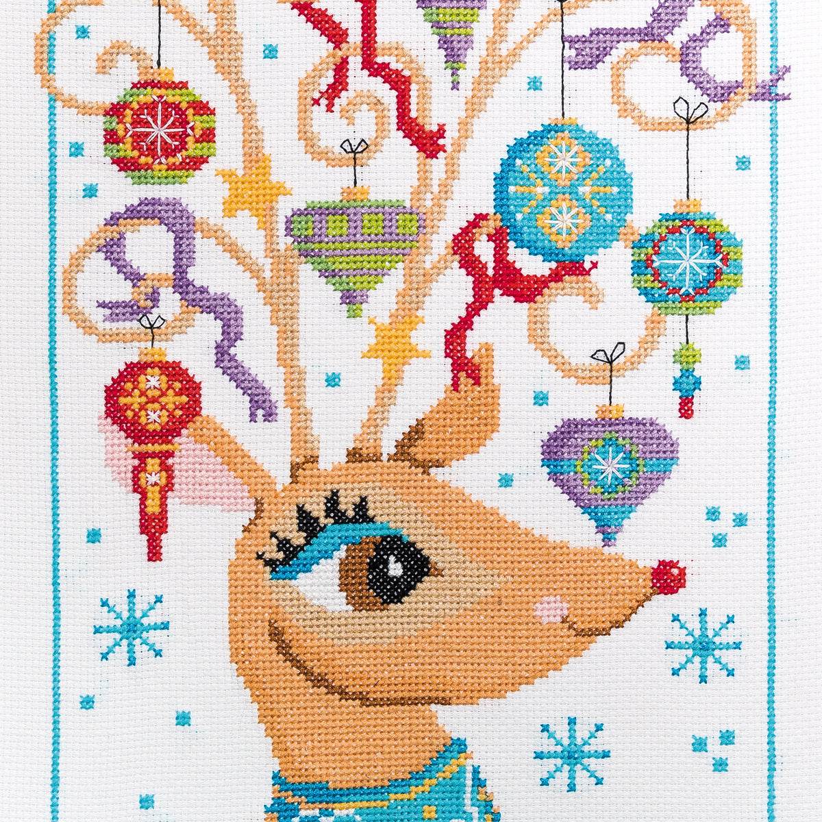 Decorative Christmas Reindeer Cross Stitch Pattern PDF