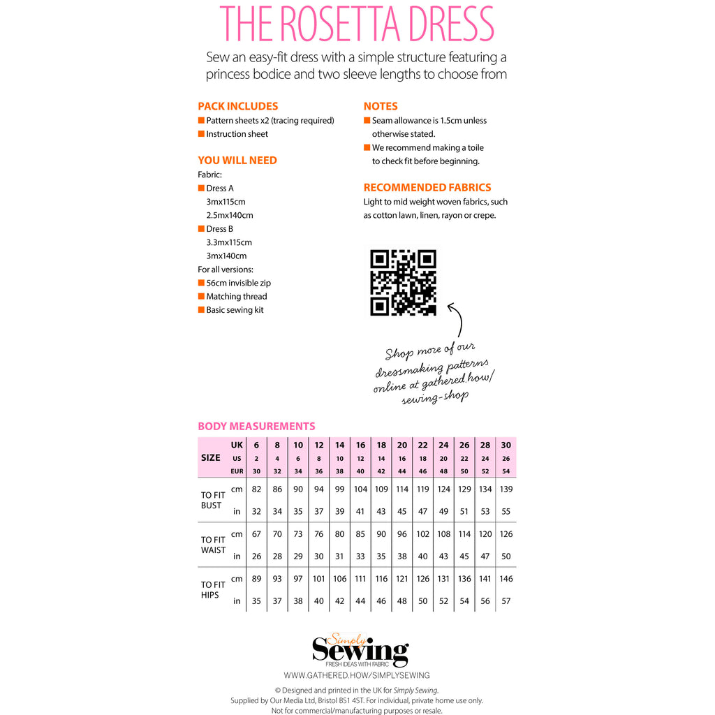 Rosetta Dress Sewing Pattern PDF