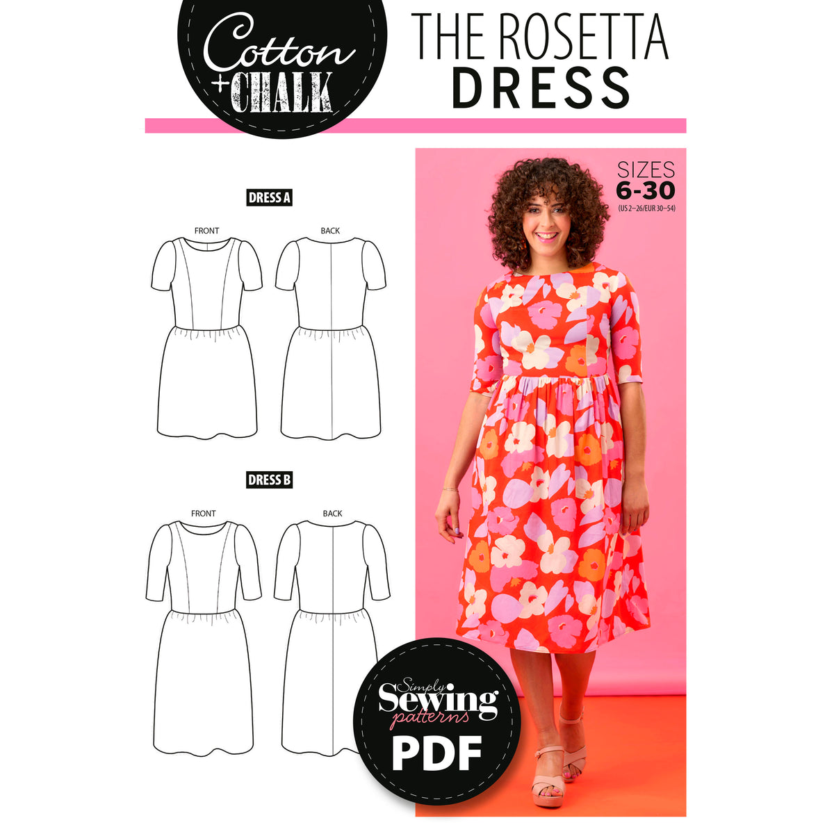 Rosetta Dress Sewing Pattern PDF