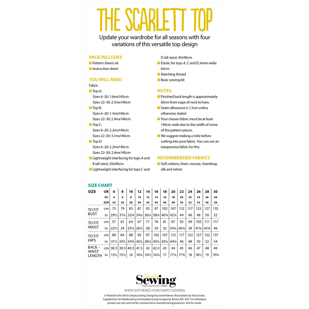 Scarlett Top Sewing Pattern PDF