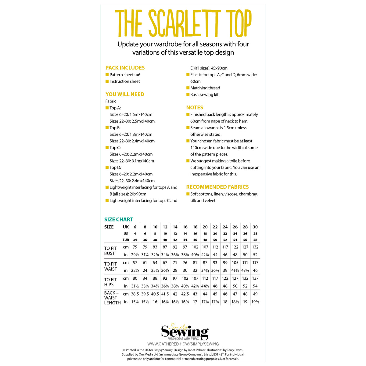 Scarlett Top Sewing Pattern PDF