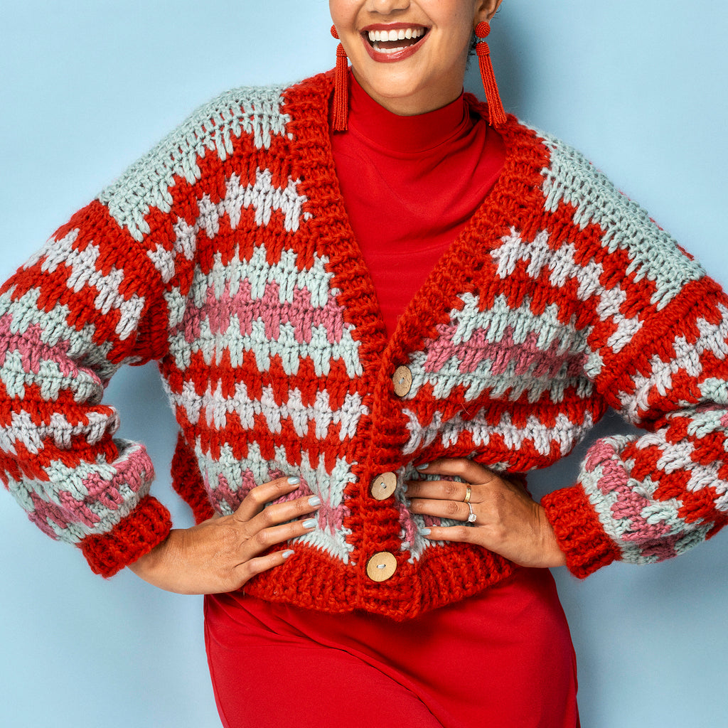 Chunky Check Crochet Cardigan Pattern PDF