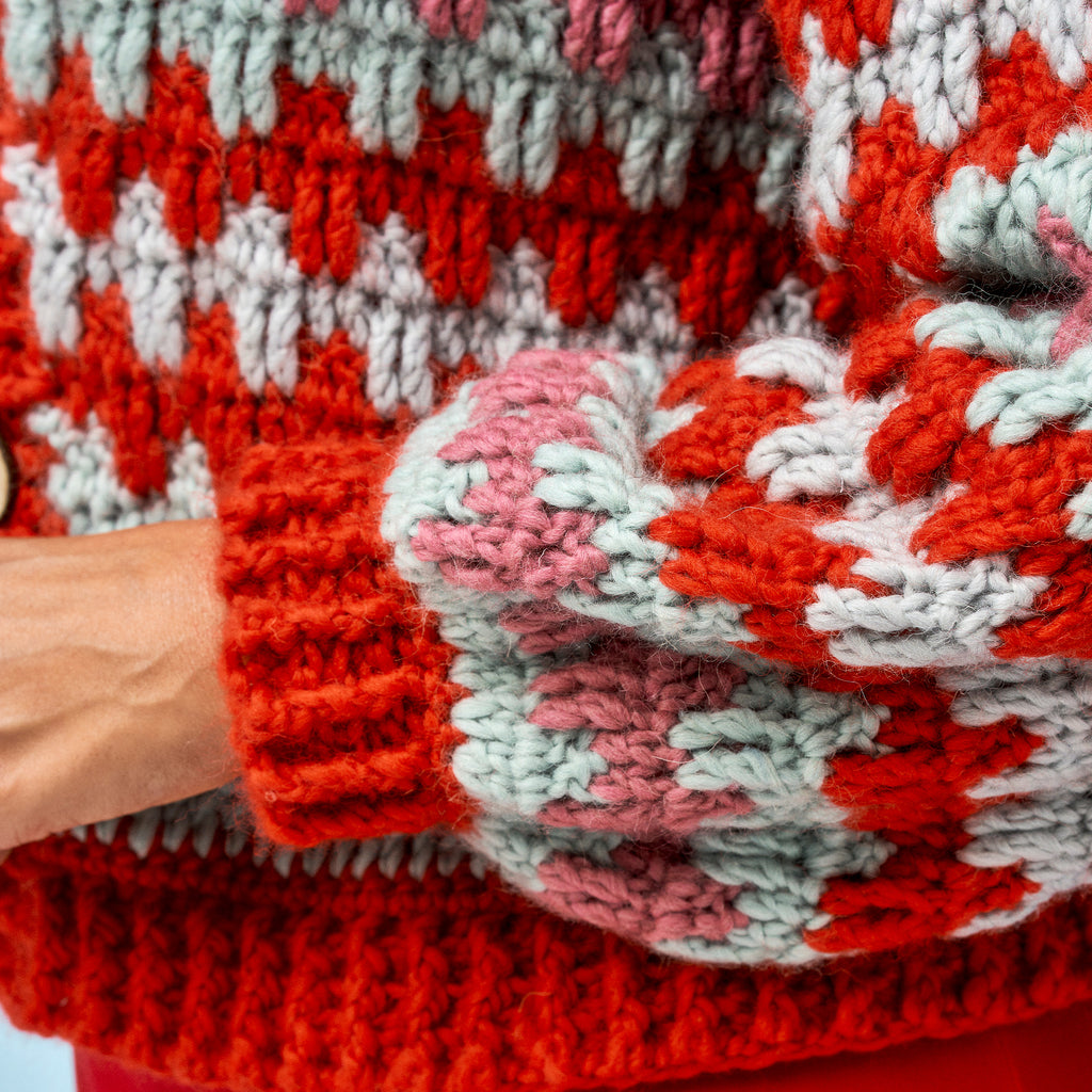Chunky Check Crochet Cardigan Pattern PDF