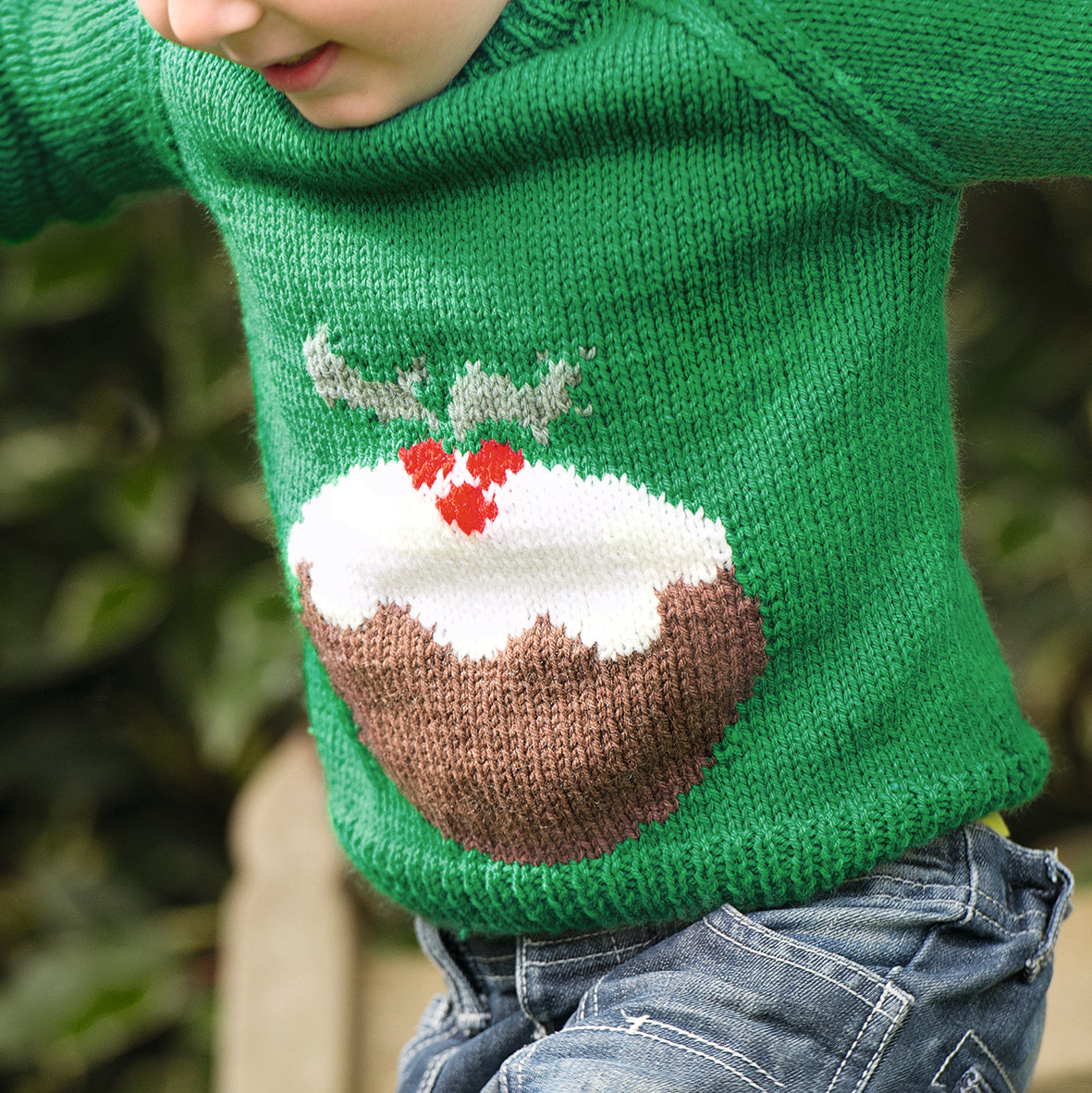 Kids' Christmas Pudding Jumper Knitting Pattern PDF