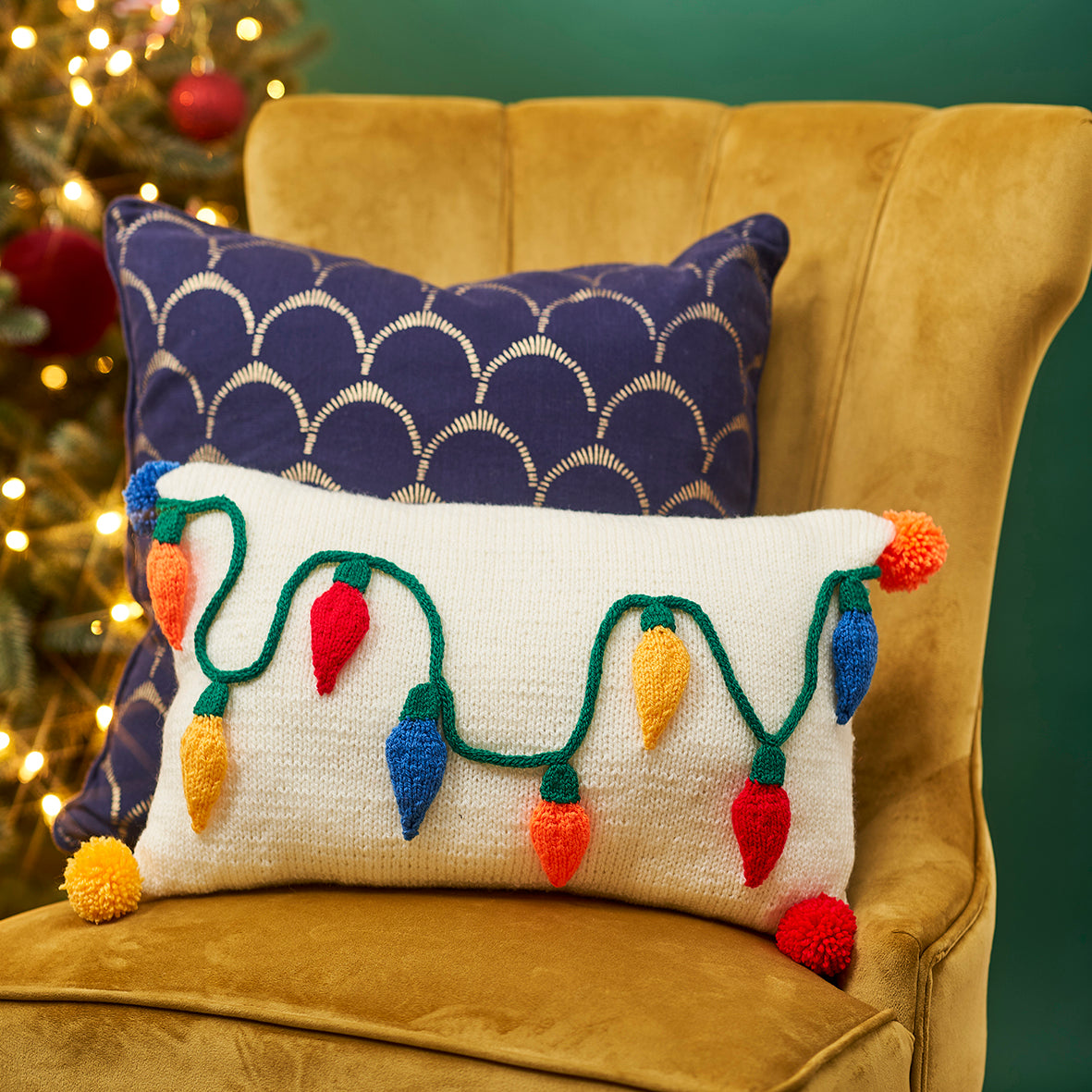 Fairy Lights Cushion Knitting Pattern PDF
