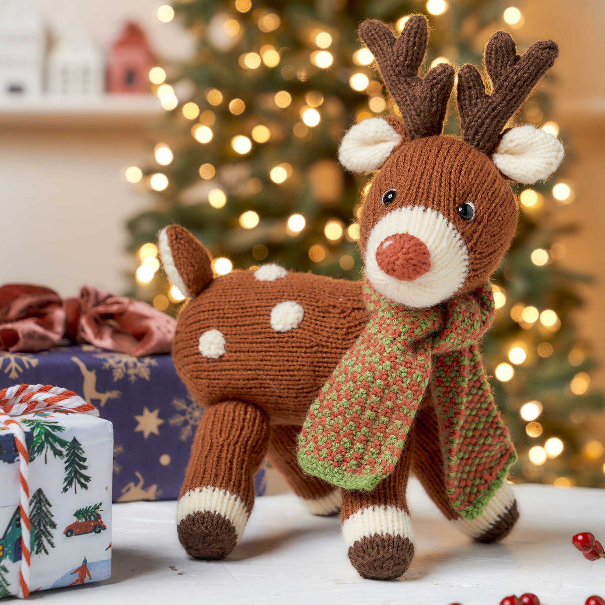 Reindeer Toy Knitting Pattern PDF