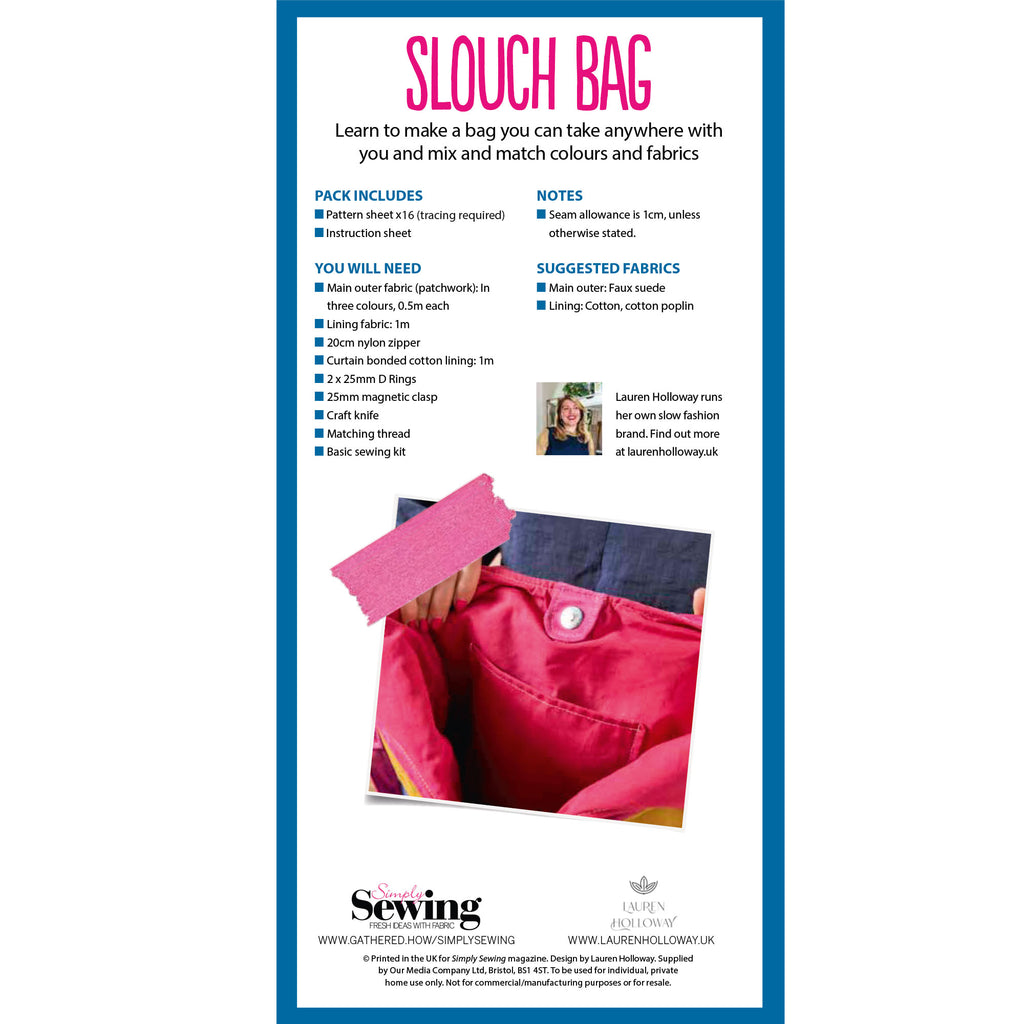 Slouch Tote Bag Sewing Pattern PDF