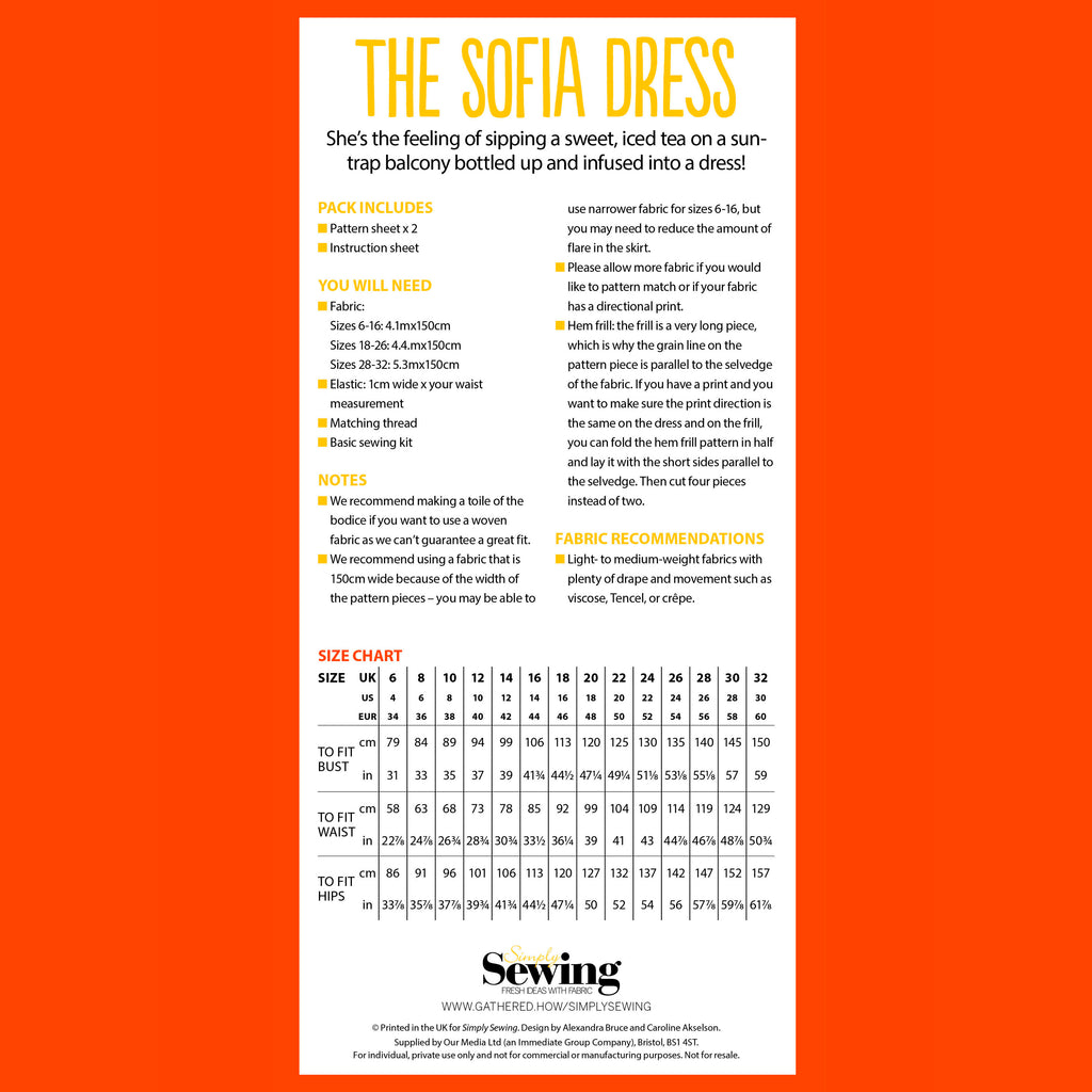 Sofia Dress Sewing Pattern PDF