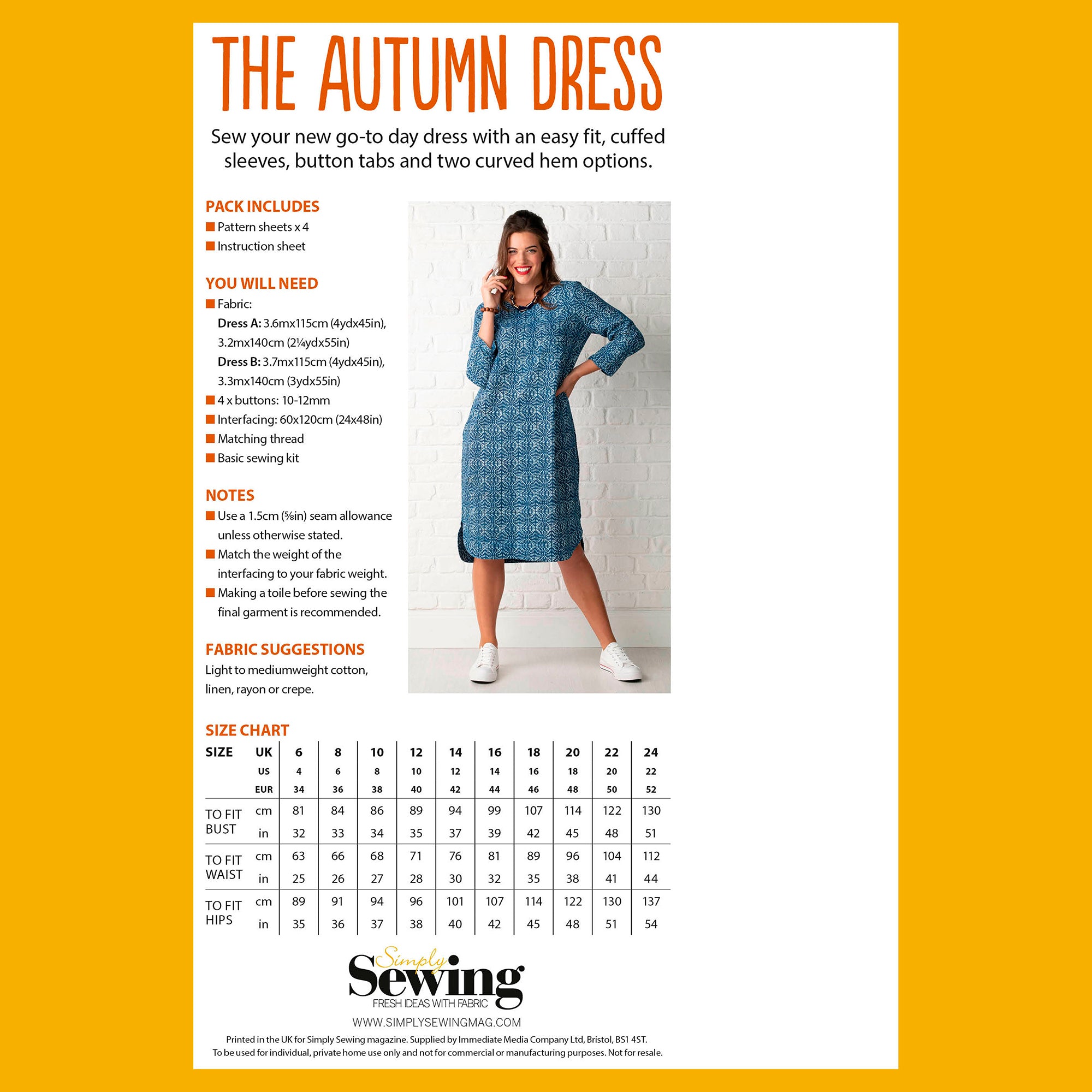 Autumn Dress Sewing Pattern PDF